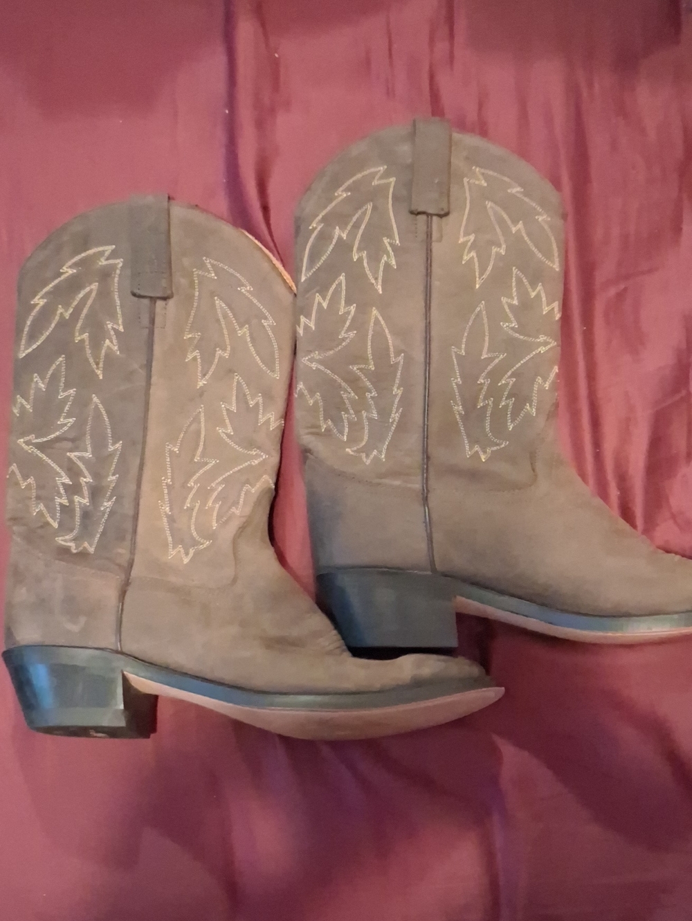 Old West Suede Western Ankle Boots - Brown
